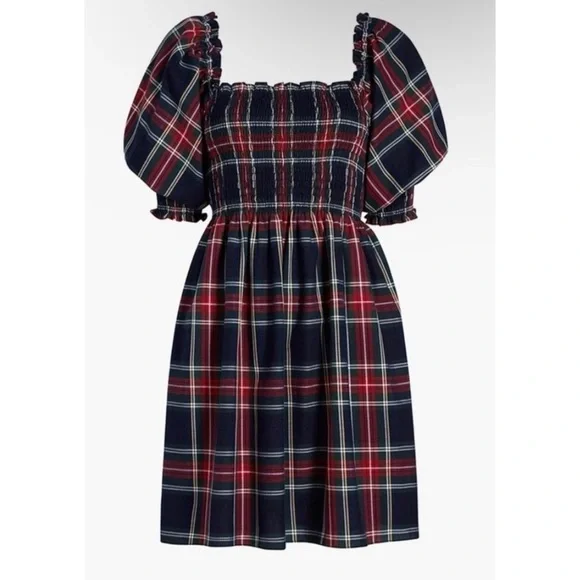 XS Hill House Athena Nap Dress Navy Tartan - Picture 1 of 4